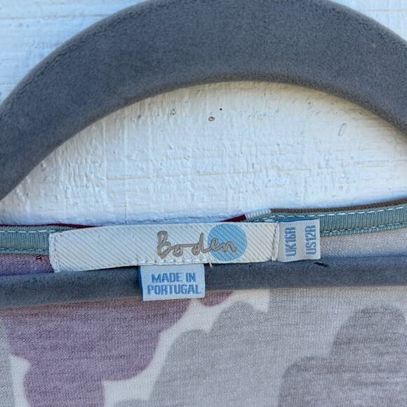 Boden Jersey Short Wrap Dress, Long Sleeve, Colorful Pattern, Size 12R - Picture 4 of 4